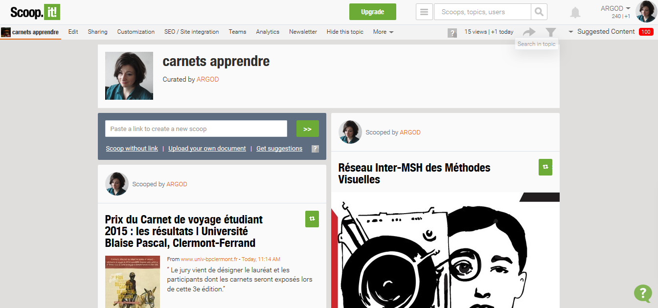 Revue de presse Scoop.it! de pages web sur le sujet Carnets apprendre