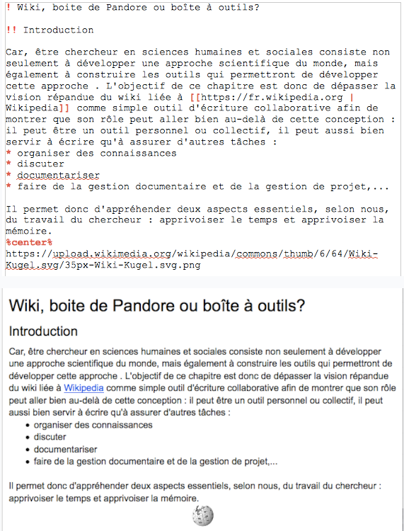 Exemple de syntaxe du langage wiki